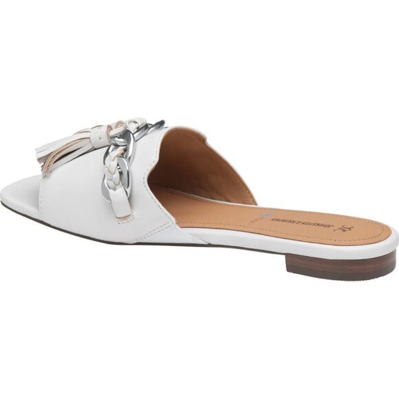 NEW JOHNSTON AND MURPHY Leather Lilly Chain Slide Sandals white 257 3M7 - Picture 2 of 8